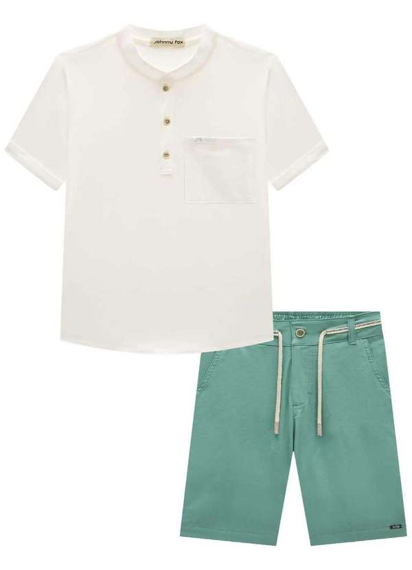 Johnny Fox - Conjunto Menino Camisa Bermuda Johnny Fox Branco