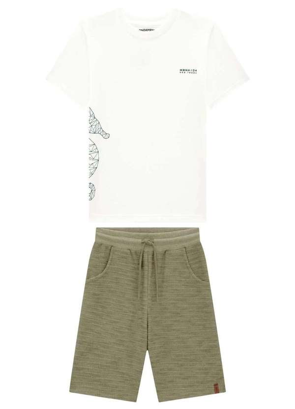 Onda Marinha - Conjunto Menino Camiseta Bermuda Onda Marinha Estampado