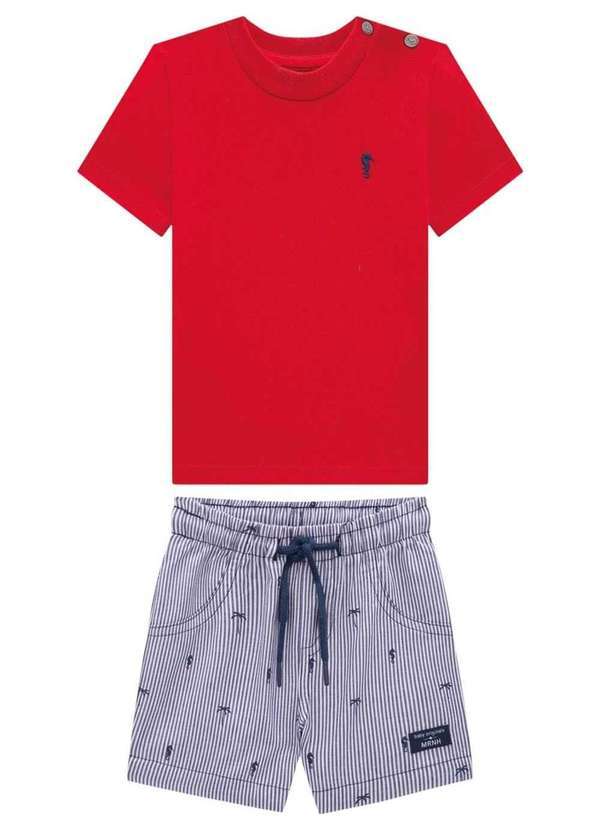 Onda Marinha - Conjunto Menino Camiseta Bermuda Onda Marinha Estampado