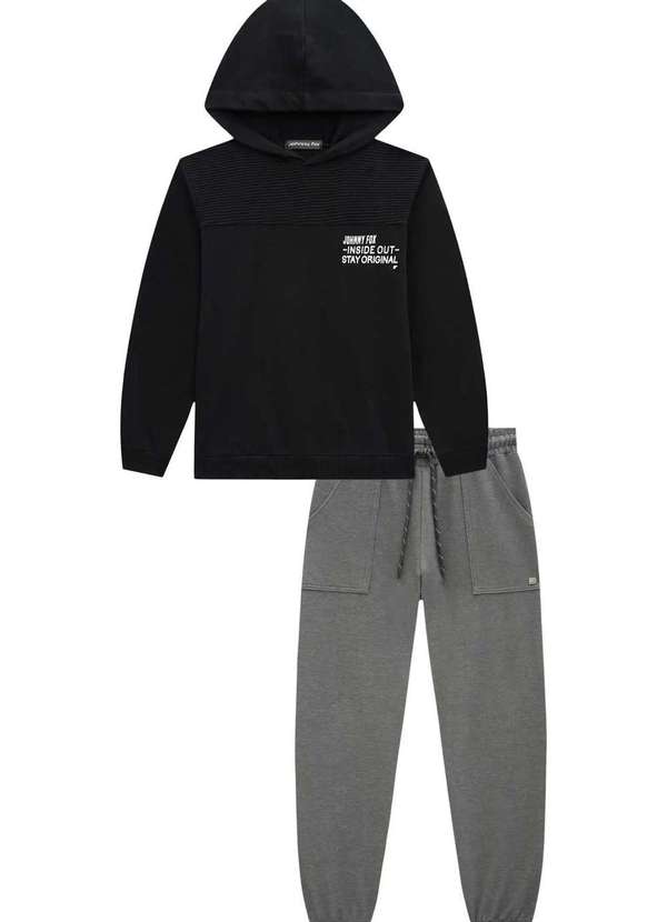 Johnny Fox - Conjunto Moletom Preto Menino Johnny Fox Preto