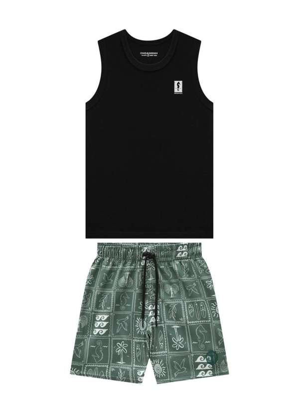 Onda Marinha - Conjunto Regata Bermuda Infantil Menino Onda Marinha Estampado