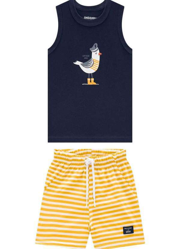 Onda Marinha - Conjunto Regata Menino Estampado Onda Marinha Preto