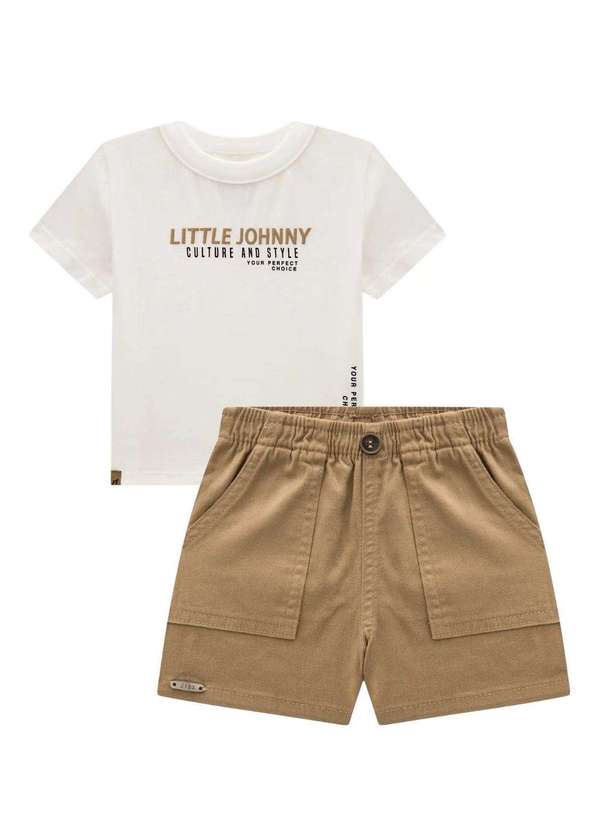 Johnny Fox - Conjunto Short Infantil Little Johnny Fox Branco