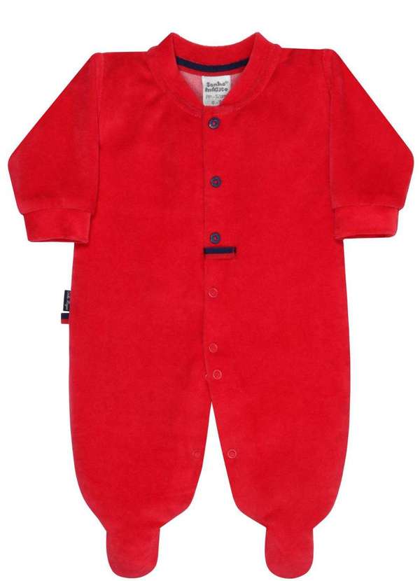 Sonho Mágico - Macacão de Bebê Sonho Mágico em Plush Vermelho Vermelho