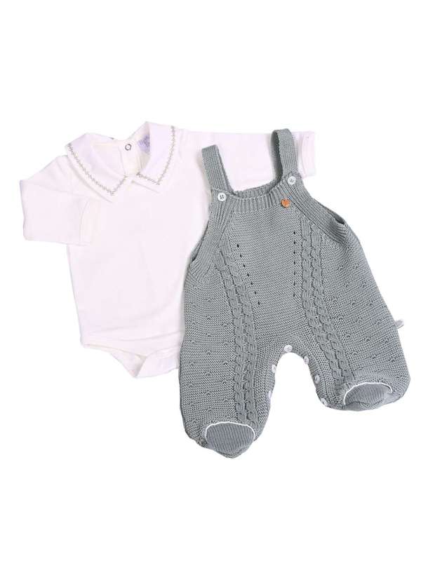 Beth Bebê - Conjunto Beth Bebê Tricô Verde com Body Verde