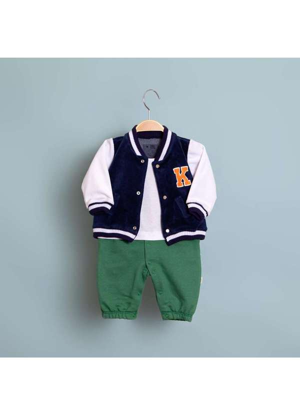 Keko & Beka - Macacão Bebê Estampado Longo Keko & Beka Verde