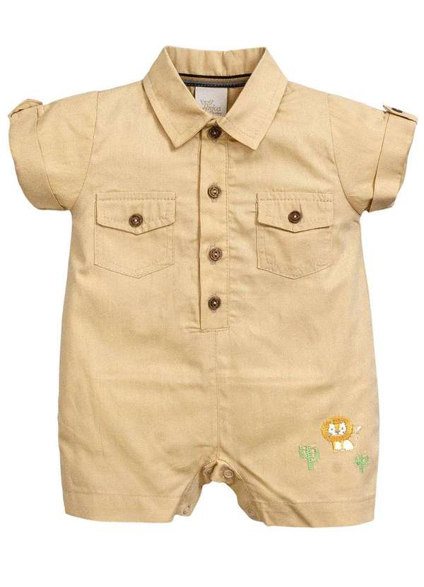 Anjos Baby - Macacão Curto Bege Menino Anjos Baby Bege