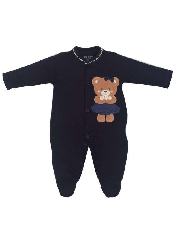 Upi Uli - Macacão Longo Menino Azul Urso Upi Uli Azul Marinho