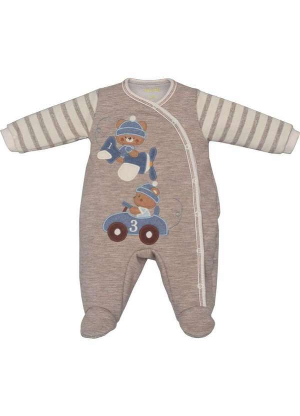 Upi Uli - Macacão Longo Menino Estampado Bege Upi Uli Bege 1