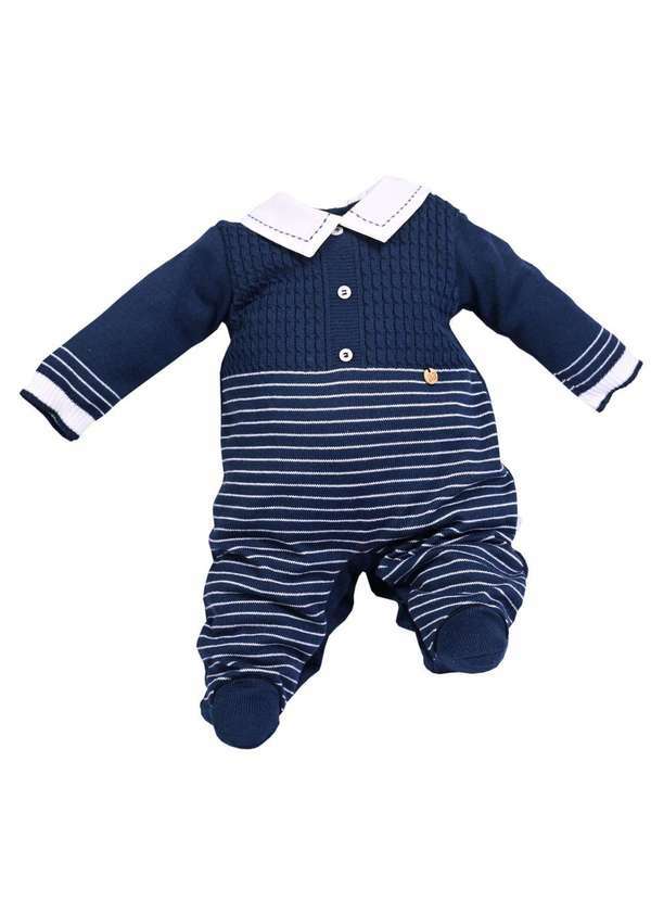 Beth Bebê - Macacão Menina Azul Marinho Tricot Beth Bebê Azul Marinho