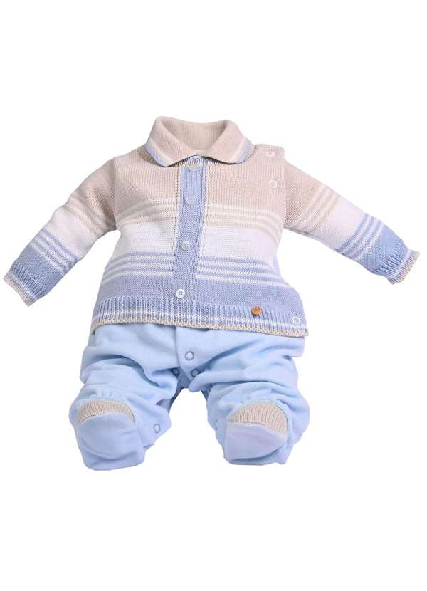 Beth Bebê - Macacão Menina Azul Tricot Beth Bebê Azul