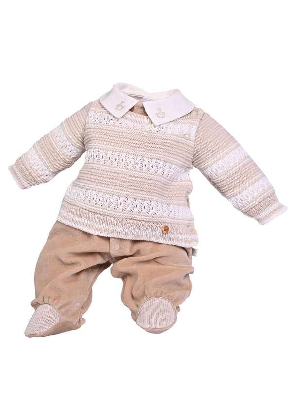 Beth Bebê - Macacão Menina Marrom Tricot Beth Bebê Marrom