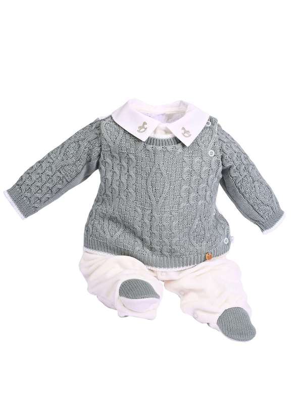 Beth Bebê - Macacão Menino Verde Tricot Beth Bebê Verde