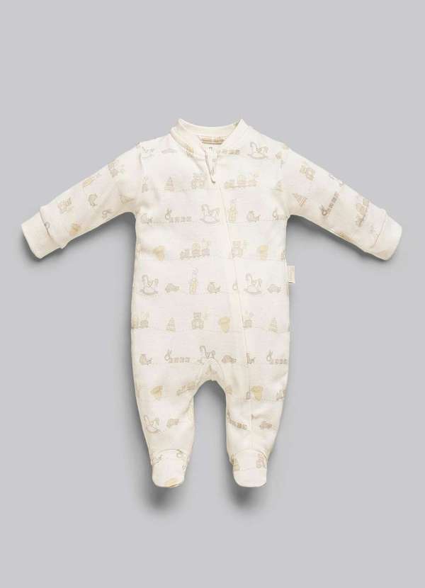 Anjos Baby - Macacão Suedine Estampado Off Anjos Baby Off White