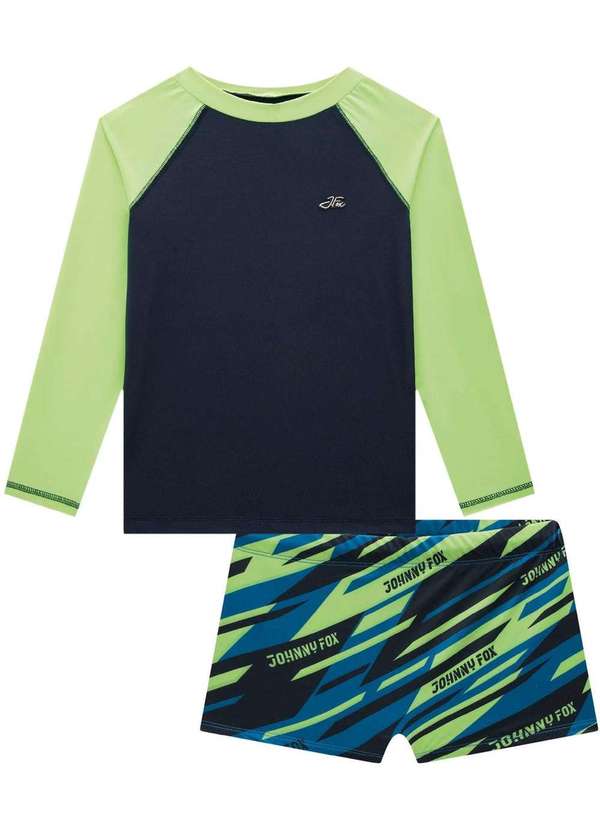 Johnny Fox - Conjunto de Camiseta Sunga em Malha Uv Dry Johny Fox Verde