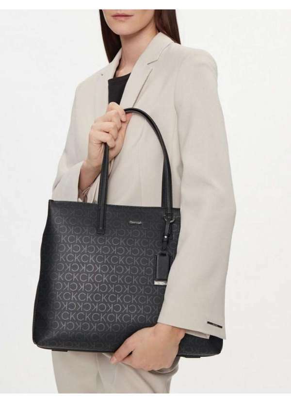 Calvin Klein Jeans - Bolsa Feminina Shopper Monograma Calvin Klein - Preto Preto