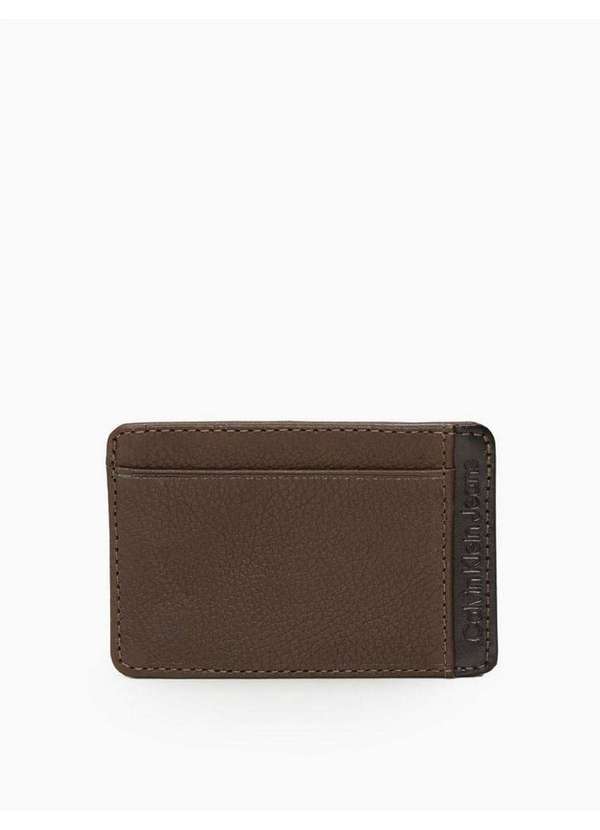 Calvin Klein Jeans - Carteira Porta Cartão Masculino de Couro Calvin Klein Jeans - Mar Marrom