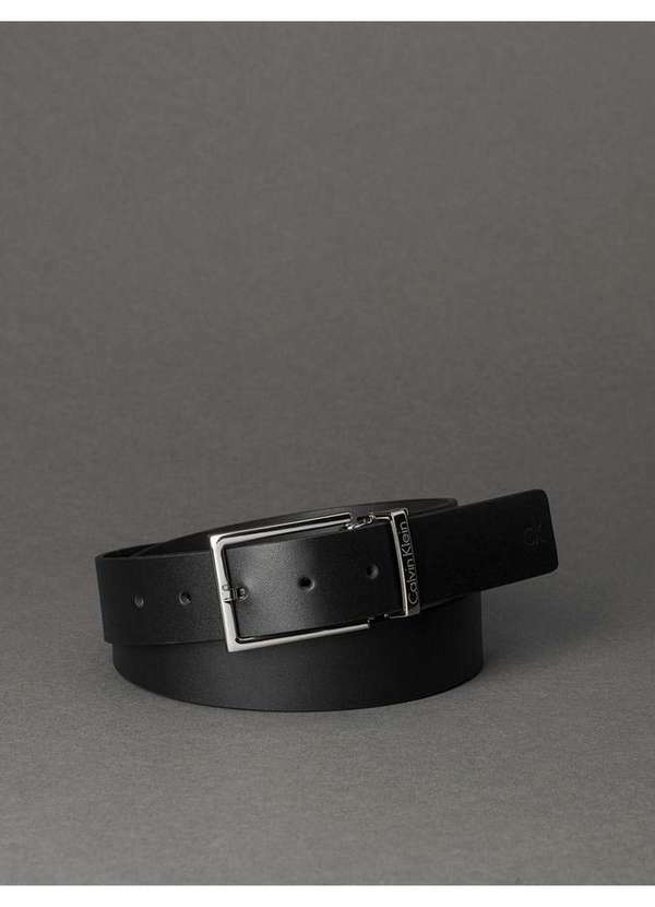 Cks Premium Label - Cinto Masculino de Couro Dupla Face Calvin Klein - Preto Preto