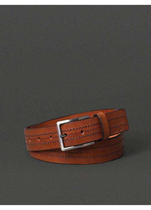 Calvin Klein Jeans - Cinto Masculino Pespontado Calvin Klein - Havana Marrom