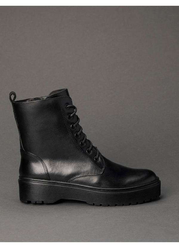 Calvin Klein Jeans - Bota Feminina Couro Cano Médio Calvin Klein Jeans - Preto Preto