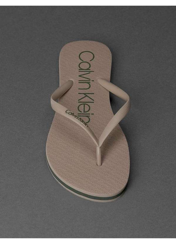 Calvin Klein Jeans - Chinelo Feminino Estampado Calvin Klein Swimwear - Caqui Claro Bege