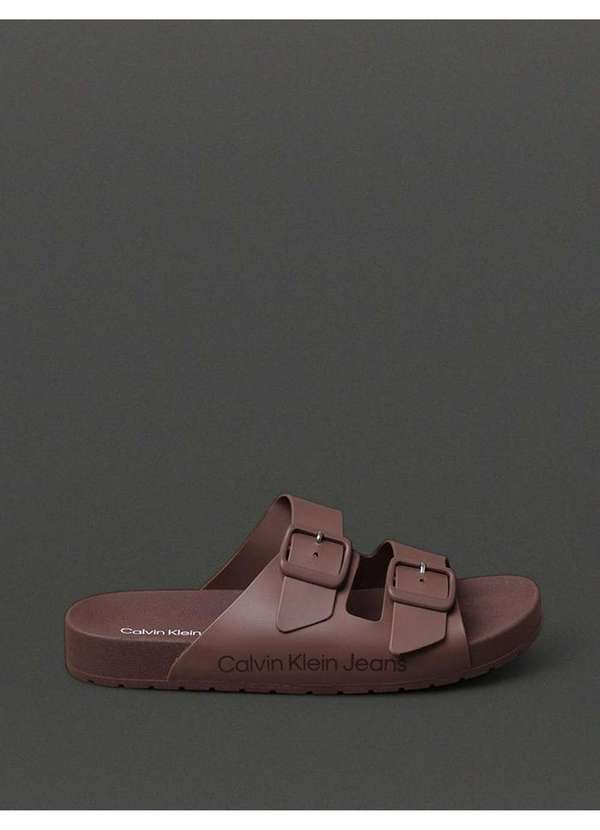 Calvin Klein Jeans - Chinelo Feminino Slide Duas Fivelas Calvin Klein Jeans - Marrom Marrom