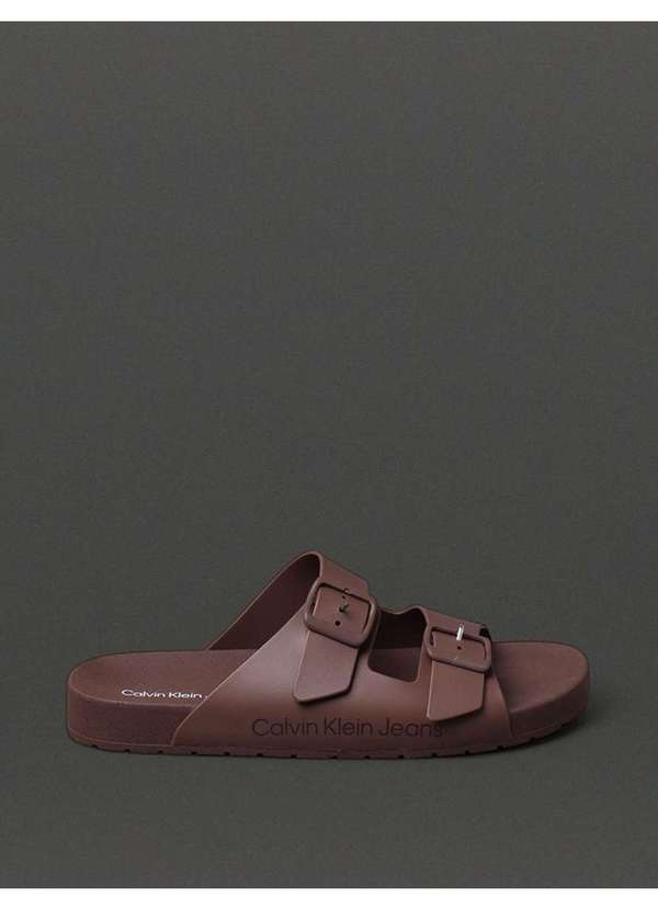 Calvin Klein Jeans - Chinelo Masculino Slide Duas Fivelas Calvin Klein Jeans - Marrom Marrom