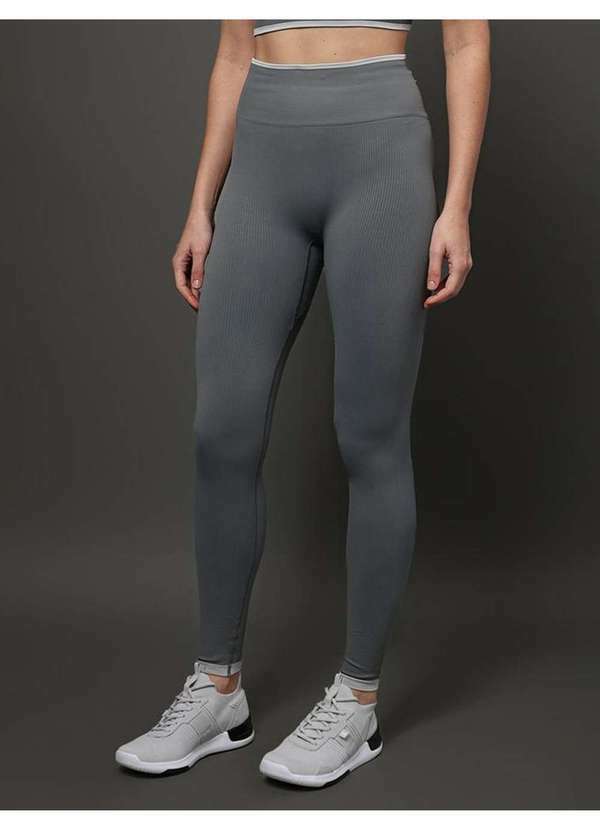 Calvin Klein Jeans - Calça Legging Feminina Seamless Ribbed Calvin Klein Sport - Cinza Cinza