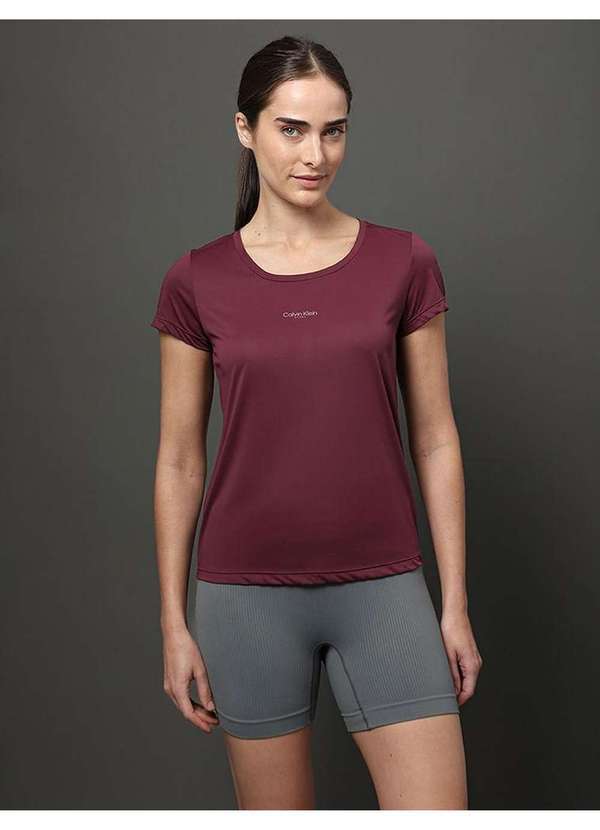 Calvin Klein Jeans - Camiseta Feminina Texturizada Calvin Klein Sport - Bordo Vermelho