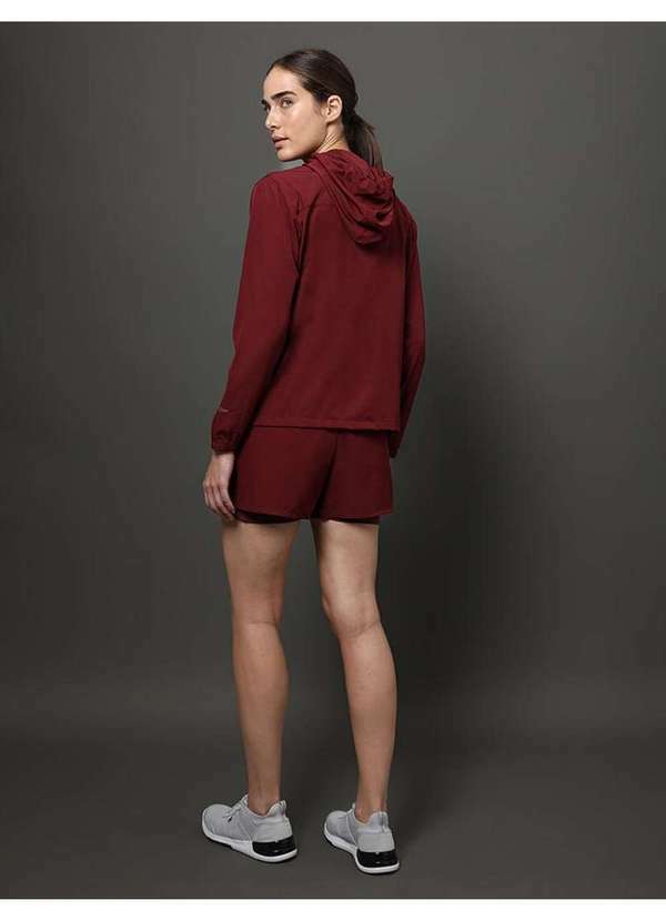 Calvin Klein Jeans - Jaqueta Feminina Corta Vento com Capuz Ck Sport - Bordo Vermelho
