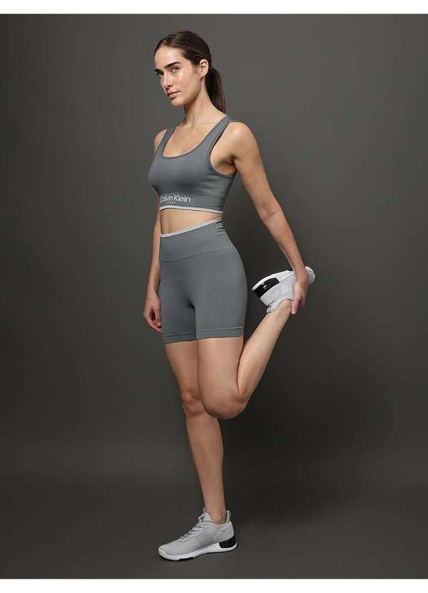 Calvin Klein Jeans - Top Regata Feminino Seamless Ribbed Calvin Klein Sport - Cinza Mé Cinza