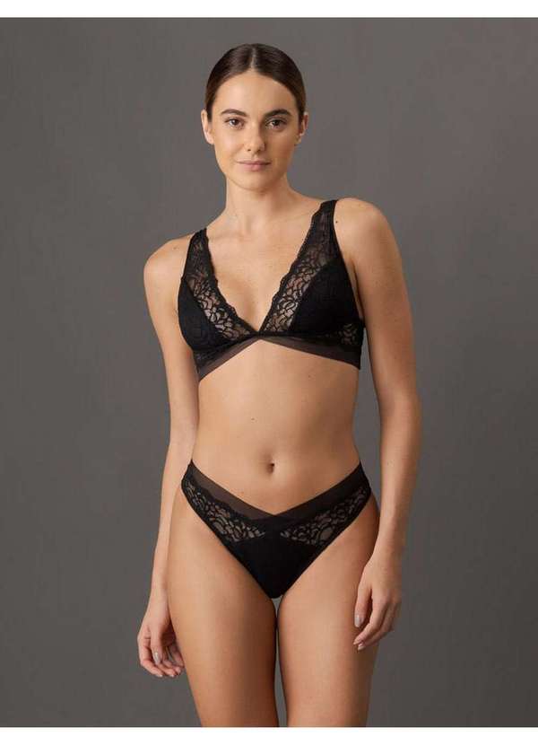 Calvin Klein Jeans - Calcinha Fio Dental Black Geo Calvin Klein Underwear - Preto Preto