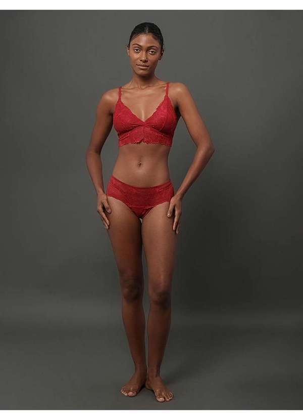 Calvin Klein Jeans - Calcinha Fio Dental Bridal Lace Calvin Klein Underwear - Vermelho Vermelho