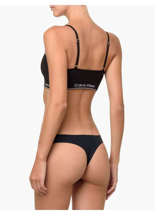 Calvin Klein Jeans - Calcinha Fio Dental Corte a Laser Calvin Klein Underwear - Preto Preto