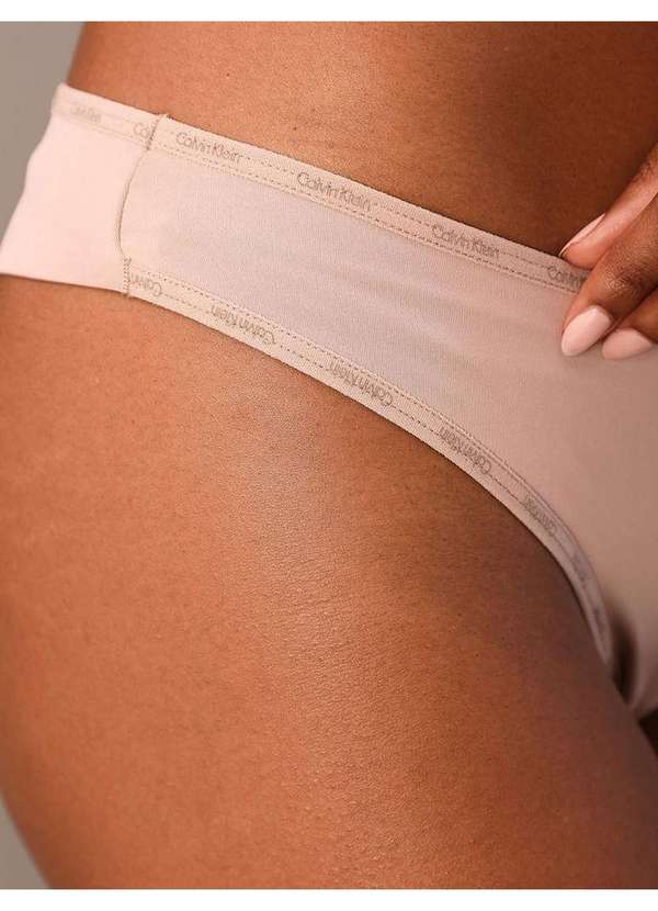 Calvin Klein Jeans - Calcinha Fio Dental Duplo Soft Micrologo Calvin Klein Underwear - Nude