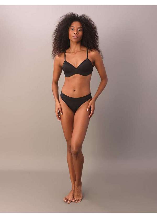 Calvin Klein Jeans - Calcinha Fio Dental Duplo Soft Micrologo Calvin Klein Underwear - Preto
