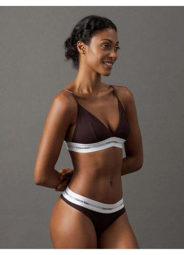 Calvin Klein Jeans - Calcinha Fio Dental Modern Canelada Calvin Klein Underwear - Marr Marrom