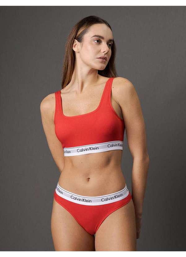 Calvin Klein Jeans - Calcinha Fio Dental Modern Cotton Calvin Klein Underwear - Vermel Vermelho