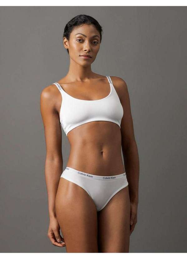 Calvin Klein Jeans - Calcinha Fio Dental Tailored Micro Lace Calvin Klein Underwear - Branco