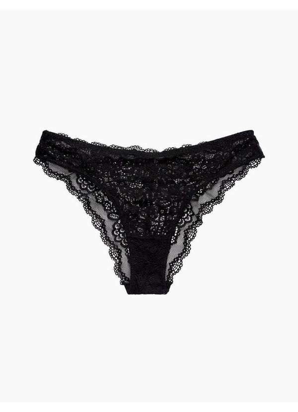 Calvin Klein Underwear - Calcinha Tanga Black Lace Calvin Klein Underwear - Preto Preto