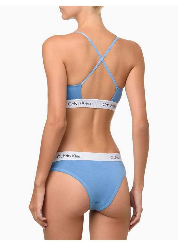 Calcinha Tanga Cotton 1996 Azul Claro Azul Calvin Klein