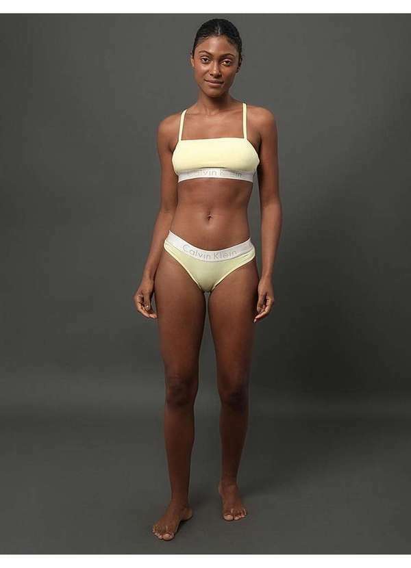 Calvin Klein Jeans - Calcinha Tanga Cotton Reveillon Calvin Klein Underwear - Amarelo Amarelo