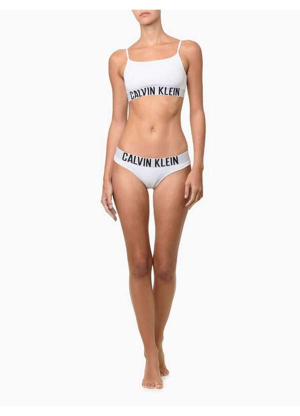 Calvin Klein Jeans - Calcinha Tanga Micro Intense Power Calvin Klein Underwear - Branc Branco