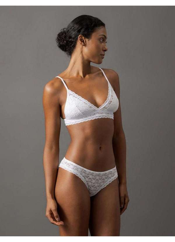 Calvin Klein Jeans - Calcinha Tanga Micrologo Lace Calvin Klein Underwear - Branco Branco