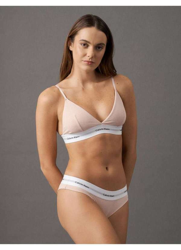 Calvin Klein Jeans - Calcinha Tanga Modern Canelada Calvin Klein Underwear - Rosa Clar Rosa