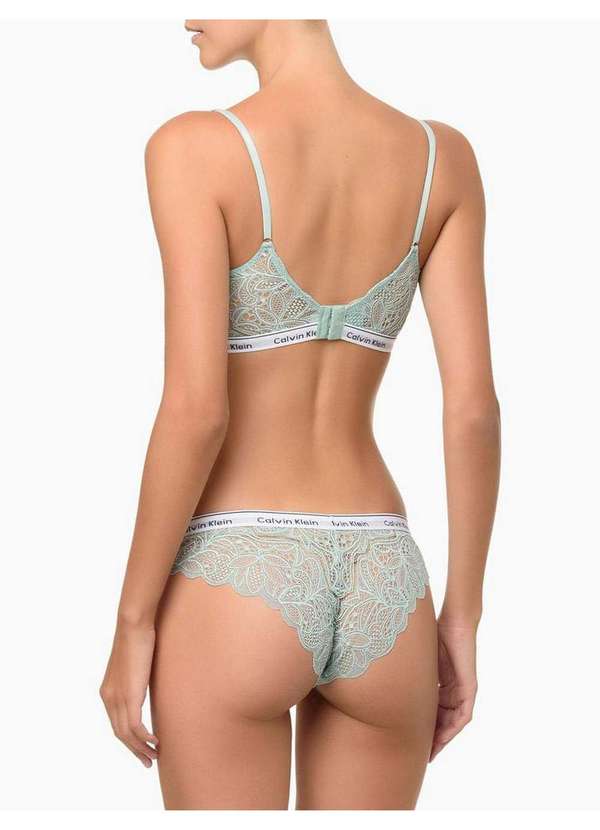 Calvin Klein Jeans - Calcinha Tanga Modern Lace Calvin Klein Underwear - Verde Claro Verde