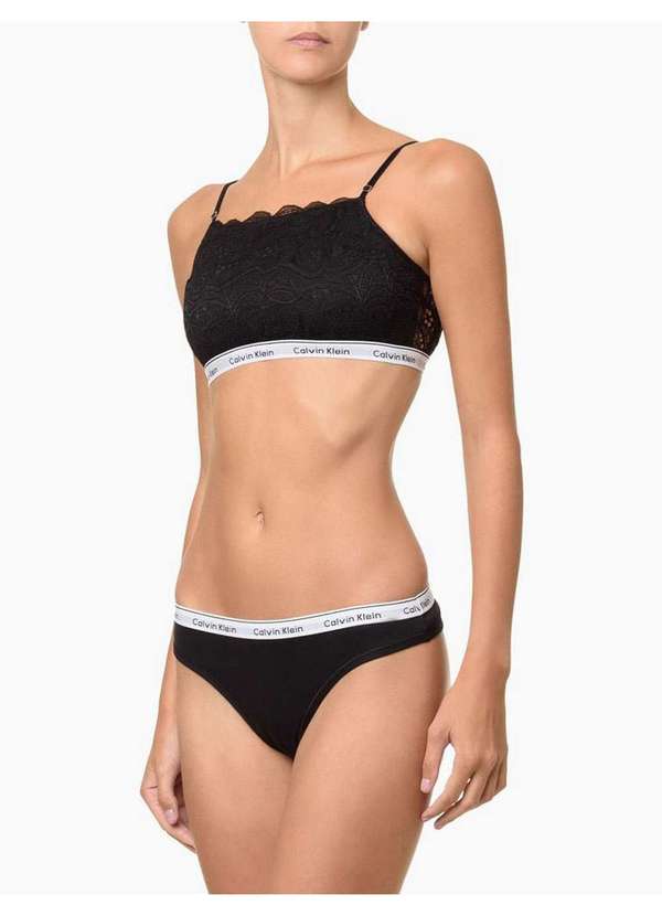 Calvin Klein Jeans - Kit 2 Calcinhas Fio Dental Mini Modern Cotton Calvin Klein Underw Preto
