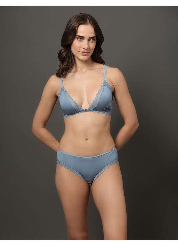 Calvin Klein Jeans - Sutiã Triângulo Modal Lace Calvin Klein Underwear - Azul Claro Azul