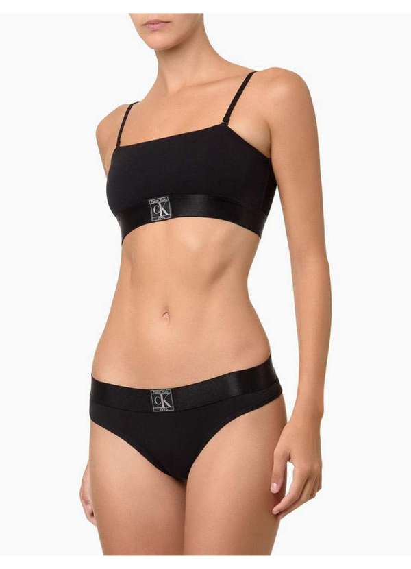 Calvin Klein Jeans - Top Alça Removível Cotton 1996 Fashion Calvin Klein Underwear - P Preto
