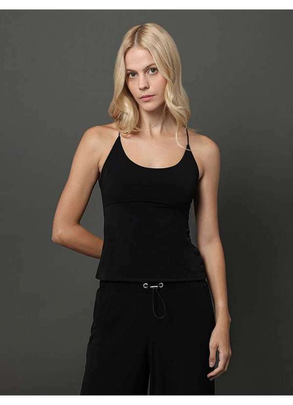 Calvin Klein Jeans - Blusa Feminina Malha Jersey Calvin Klein Jeans - Preto Preto